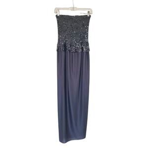 Vintage Lilli Diamond California Sequin Long Black Formal Evening Dress, Size 10